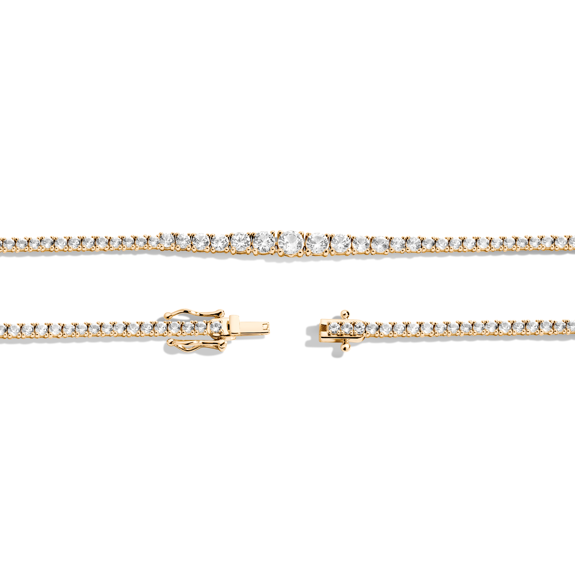 Lab Grown White Sapphire Graduated Modern Tennis Necklace
