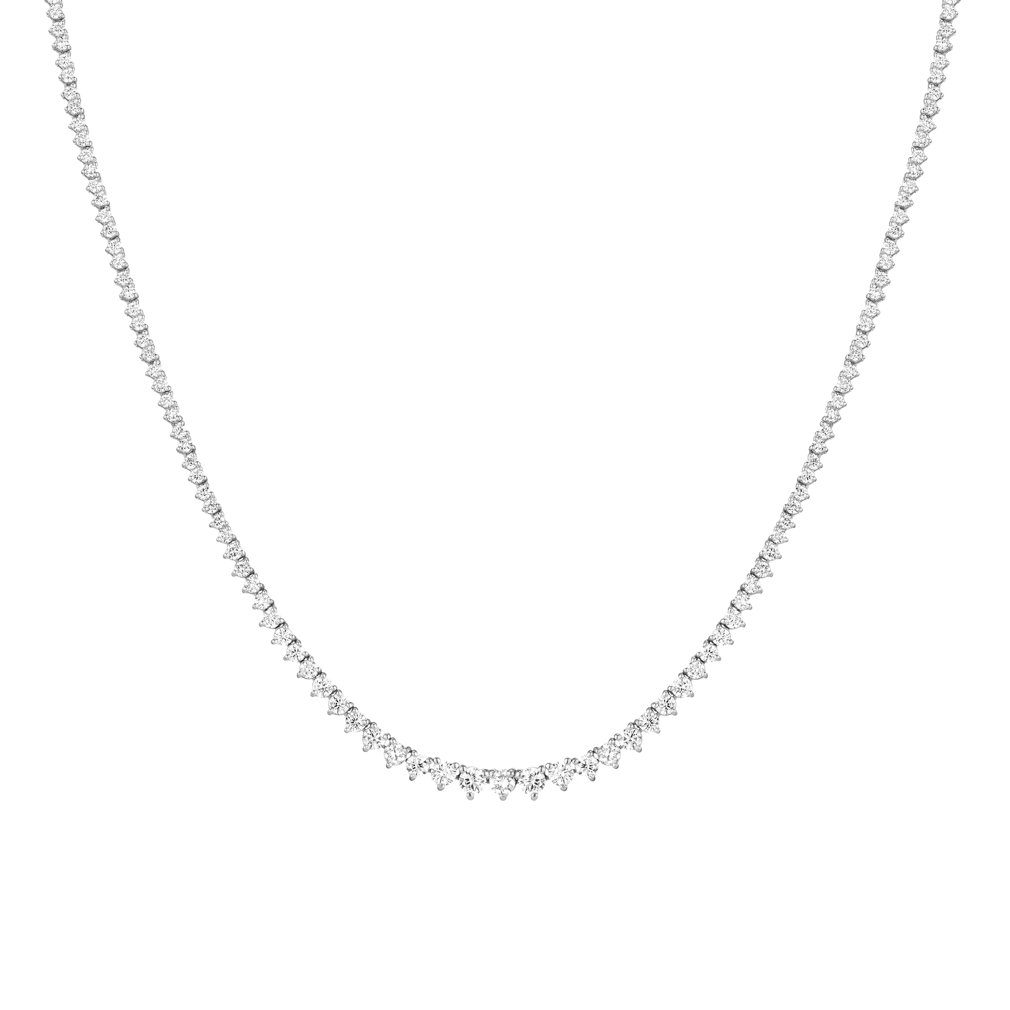 Everyday Three-Prong Graduated Tennis Necklace