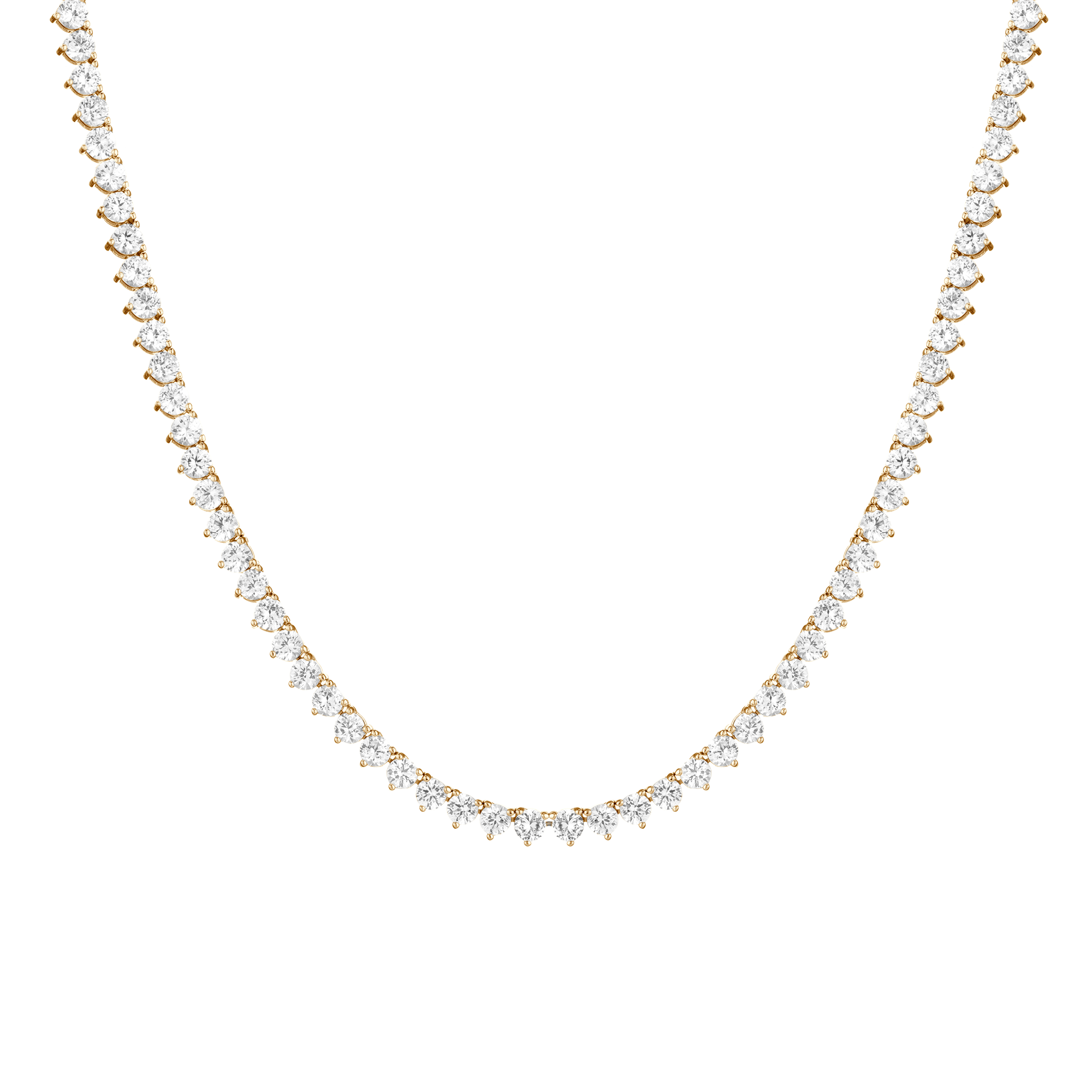 Lab Grown White Sapphire Three-Prong Tennis Necklace