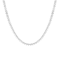 Lab Grown White Sapphire Three-Prong Tennis Necklace
