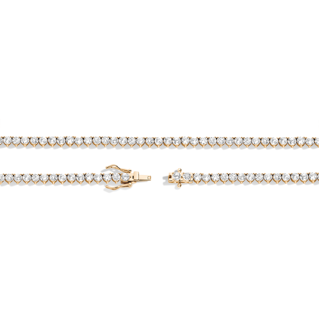 Lab Grown White Sapphire Three-Prong Tennis Necklace