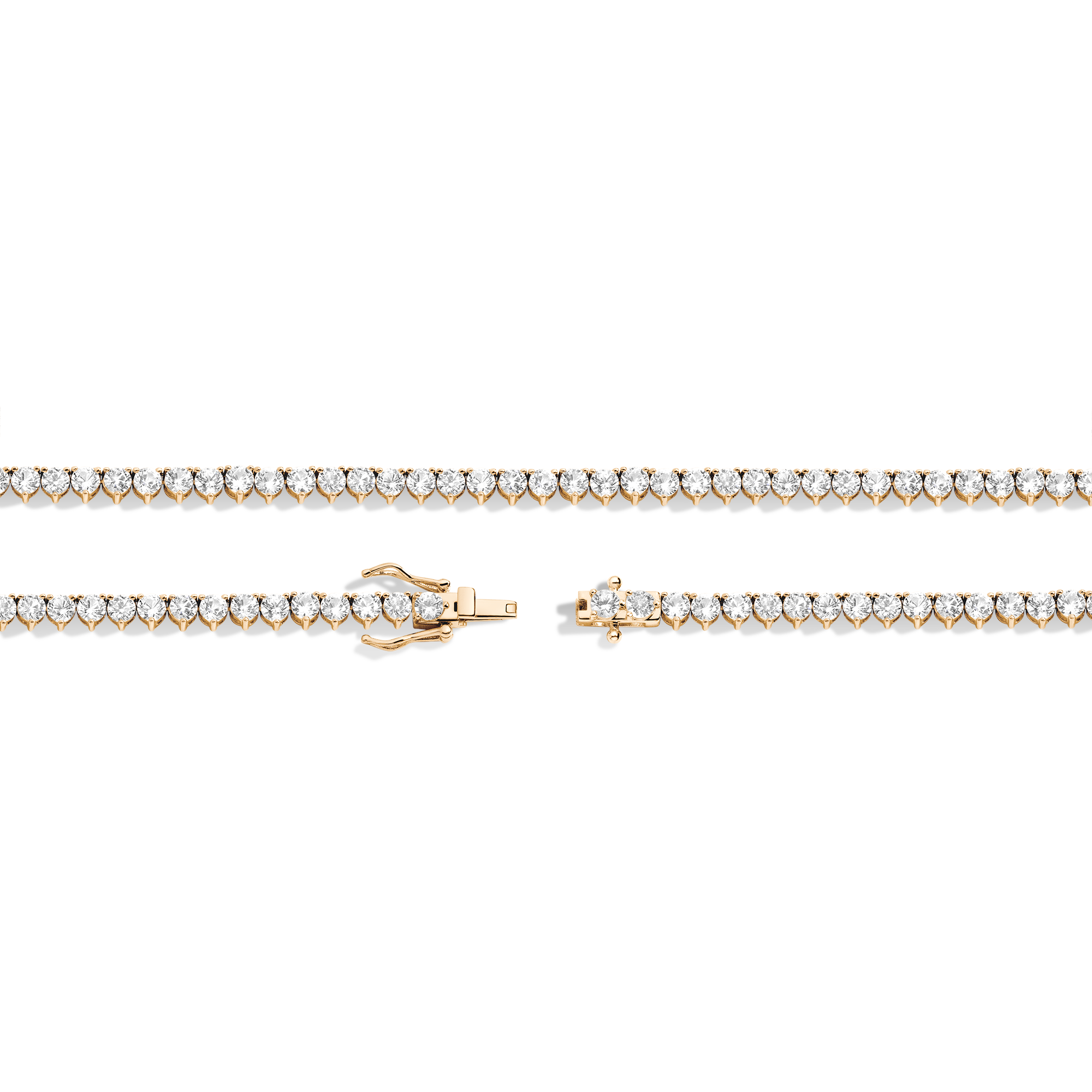 Lab Grown White Sapphire Three-Prong Tennis Necklace
