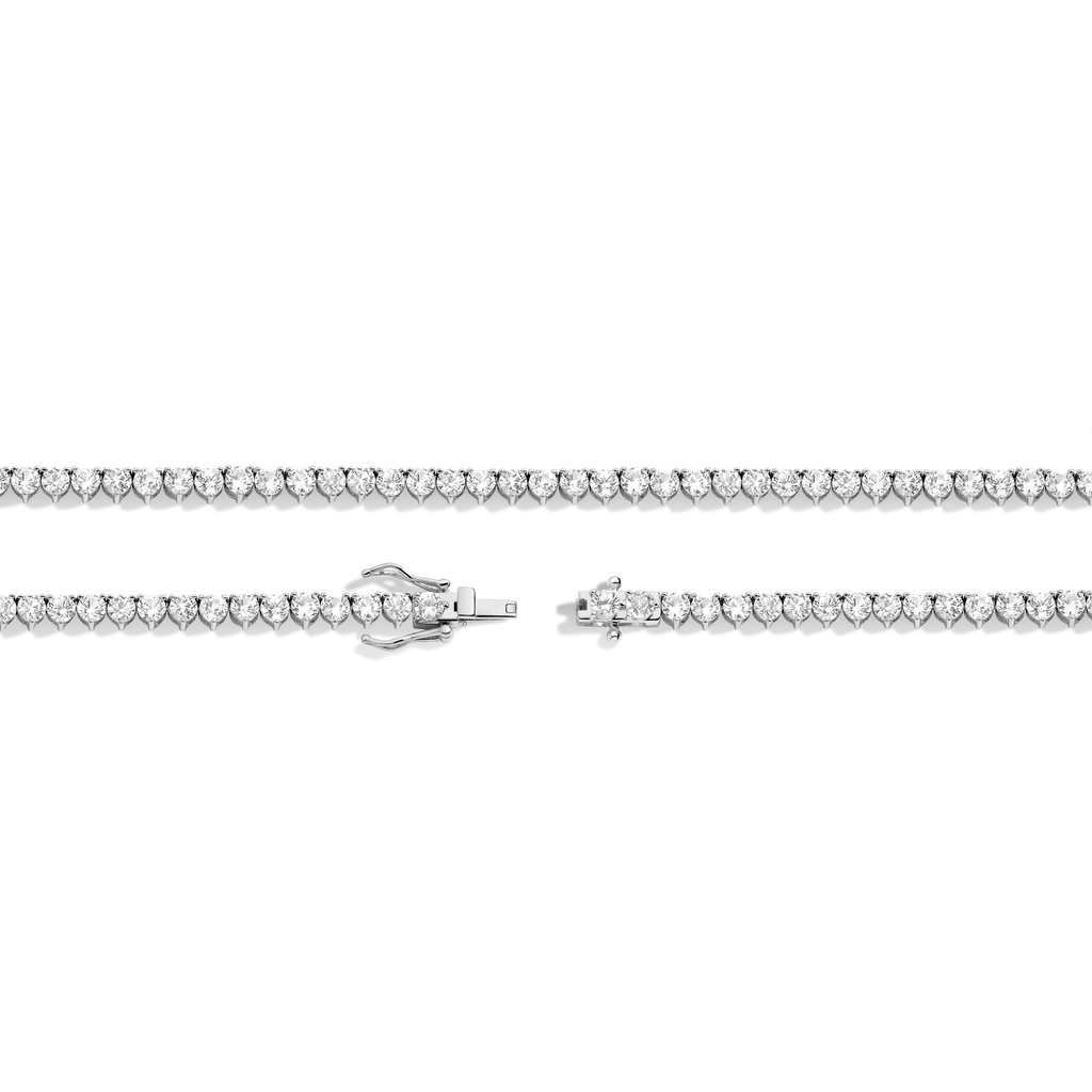 Lab Grown White Sapphire Three-Prong Tennis Necklace