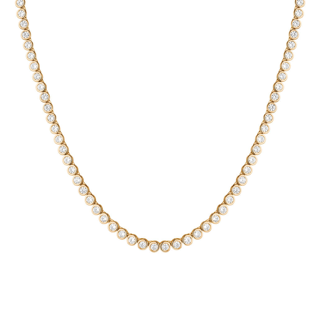 Lab Grown White Sapphire Bezel Tennis Necklace