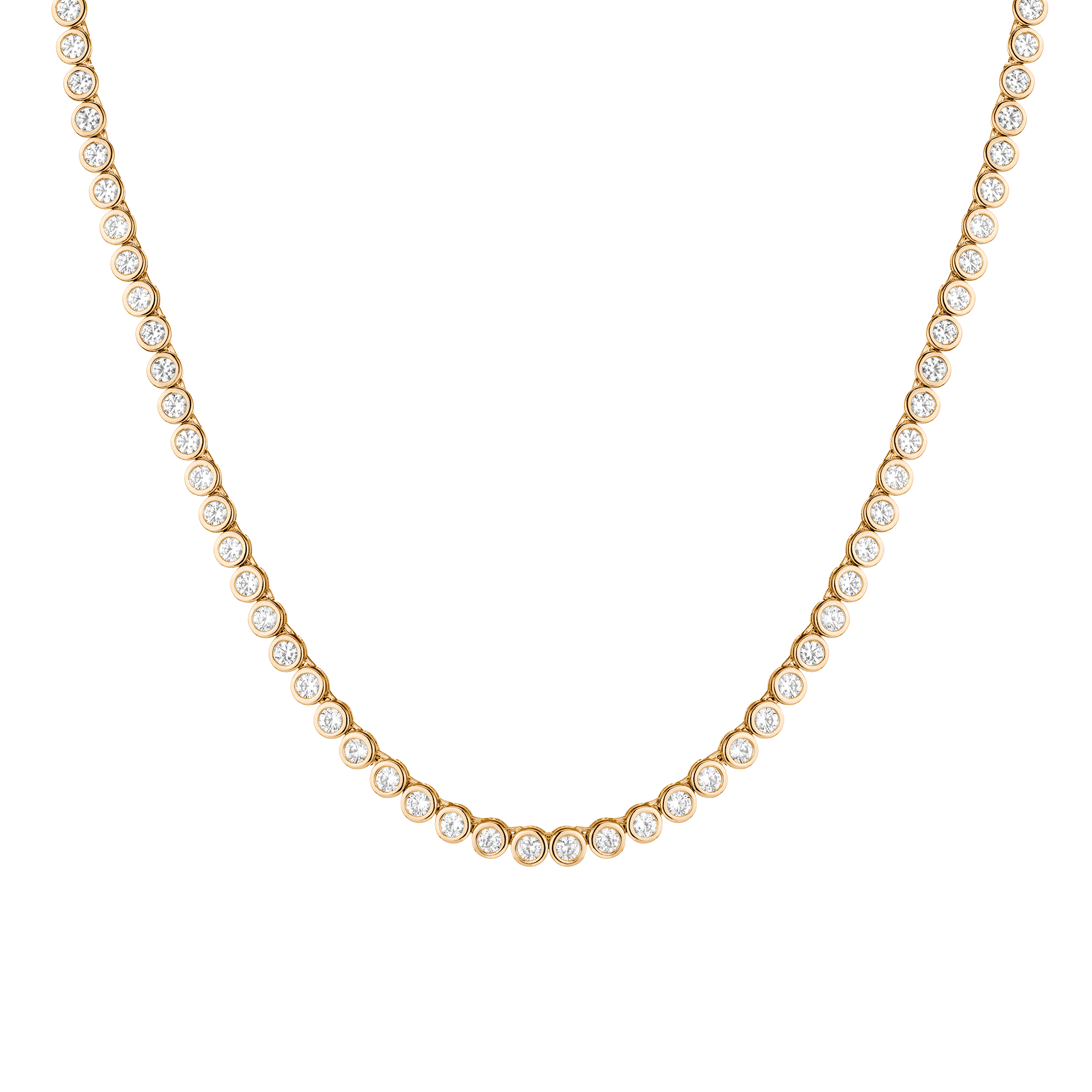 Lab Grown White Sapphire Bezel Tennis Necklace