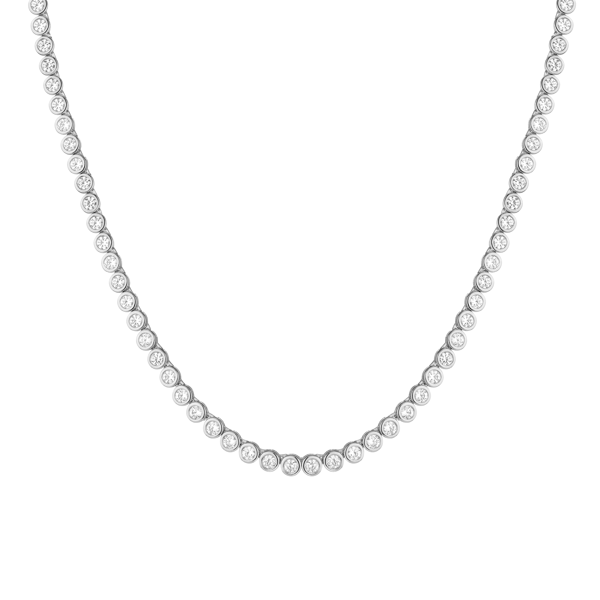 Lab Grown White Sapphire Bezel Tennis Necklace
