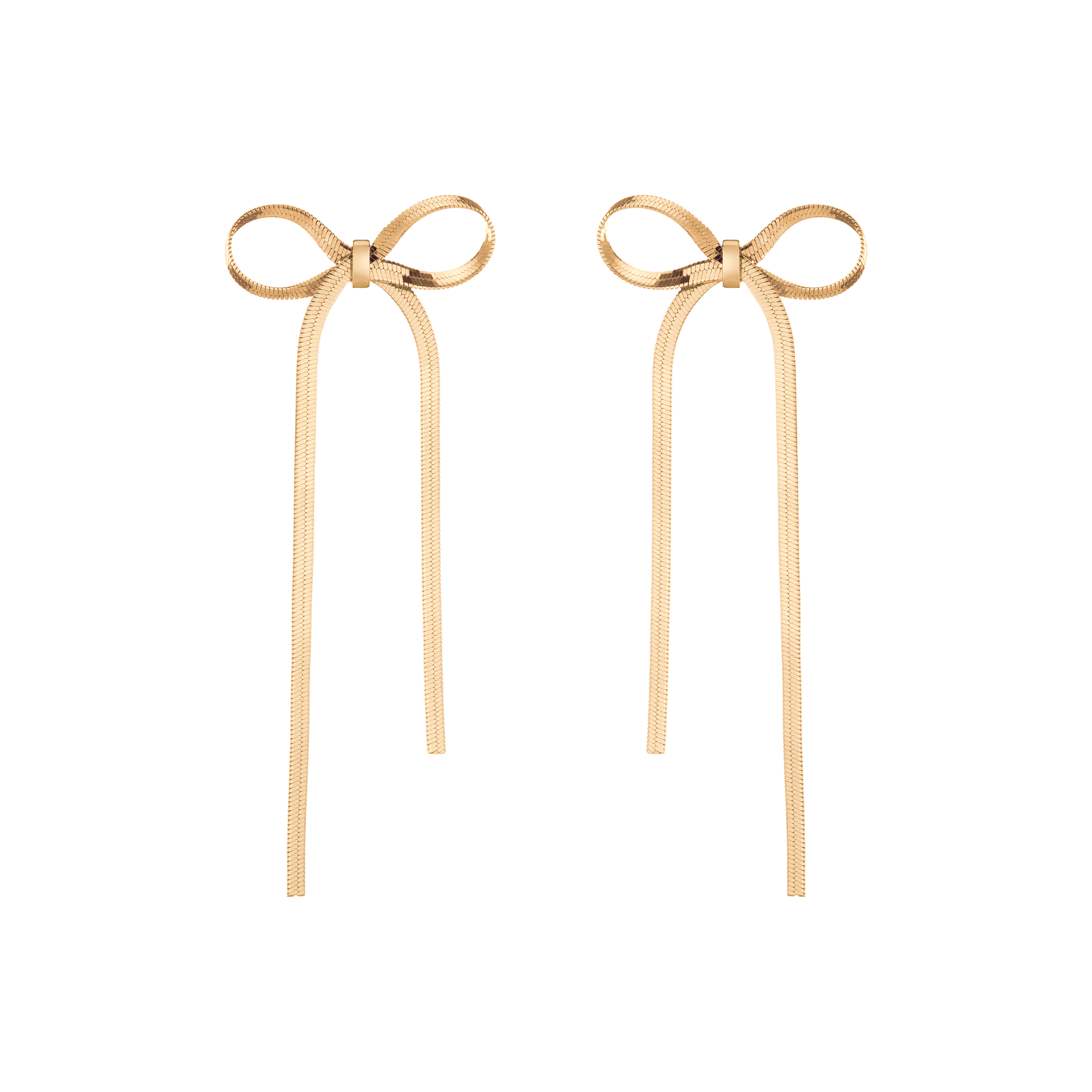 Herringbone Bow Earrings Vermeil Yellow Gold First