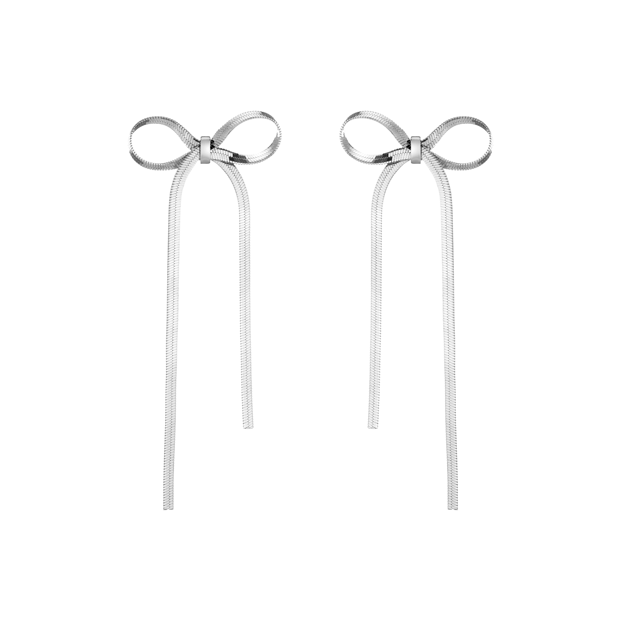 Herringbone Bow Earrings Vermeil White Gold First