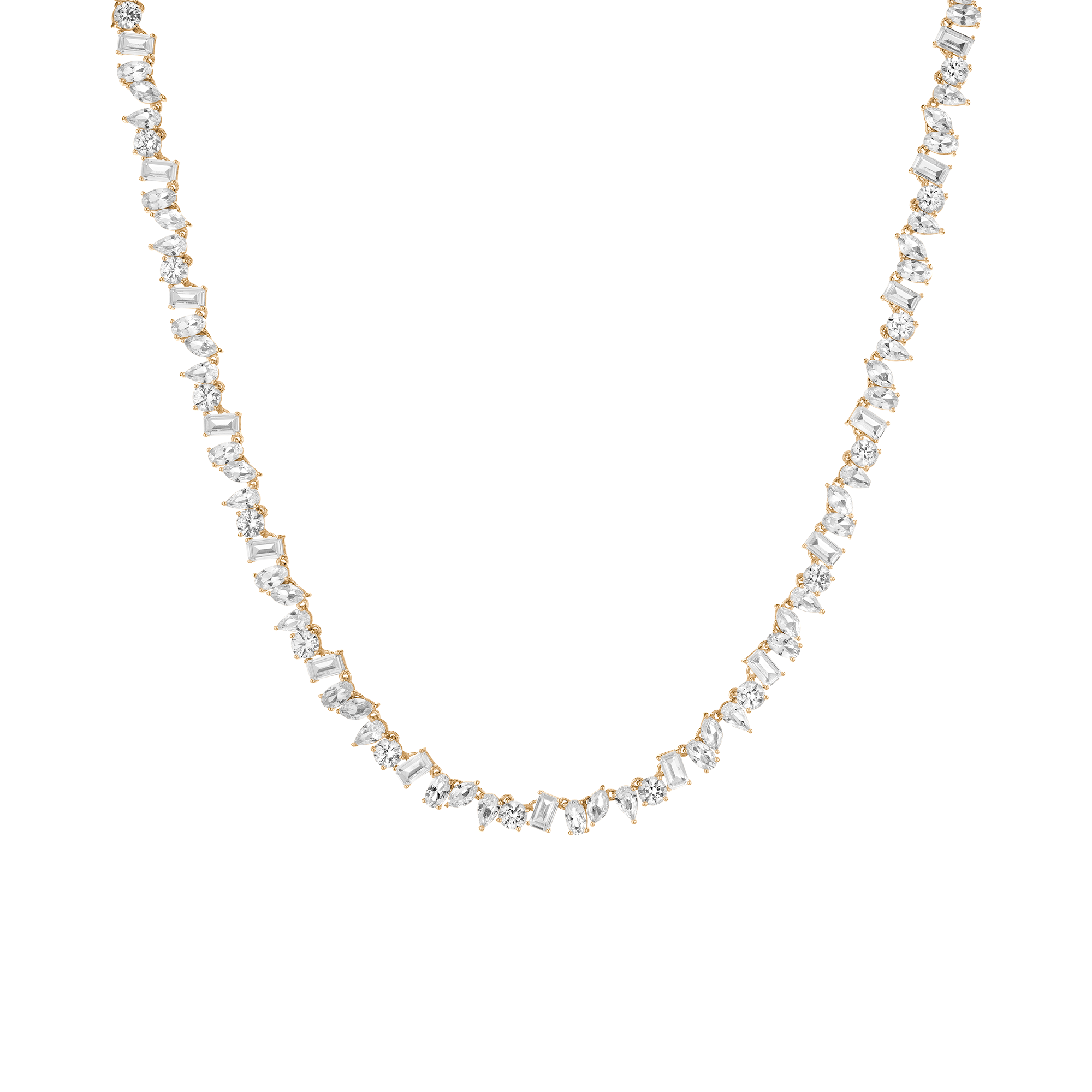 Lab Grown White Sapphire Mixed Shape Tennis Necklace