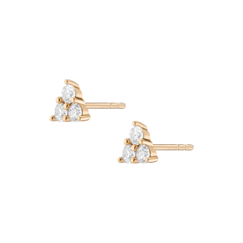 Lab Grown White Sapphire Trinity Stud Earrings