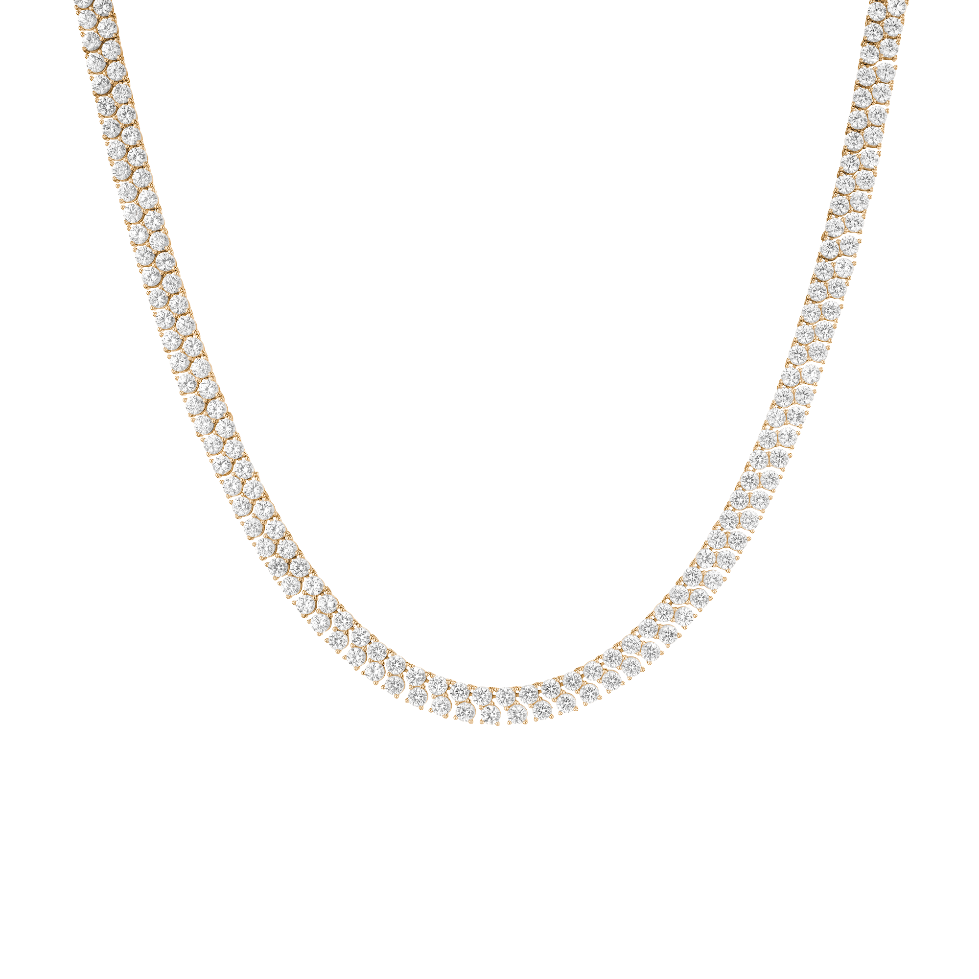 Lab Grown White Sapphire Double Row Tennis Necklace