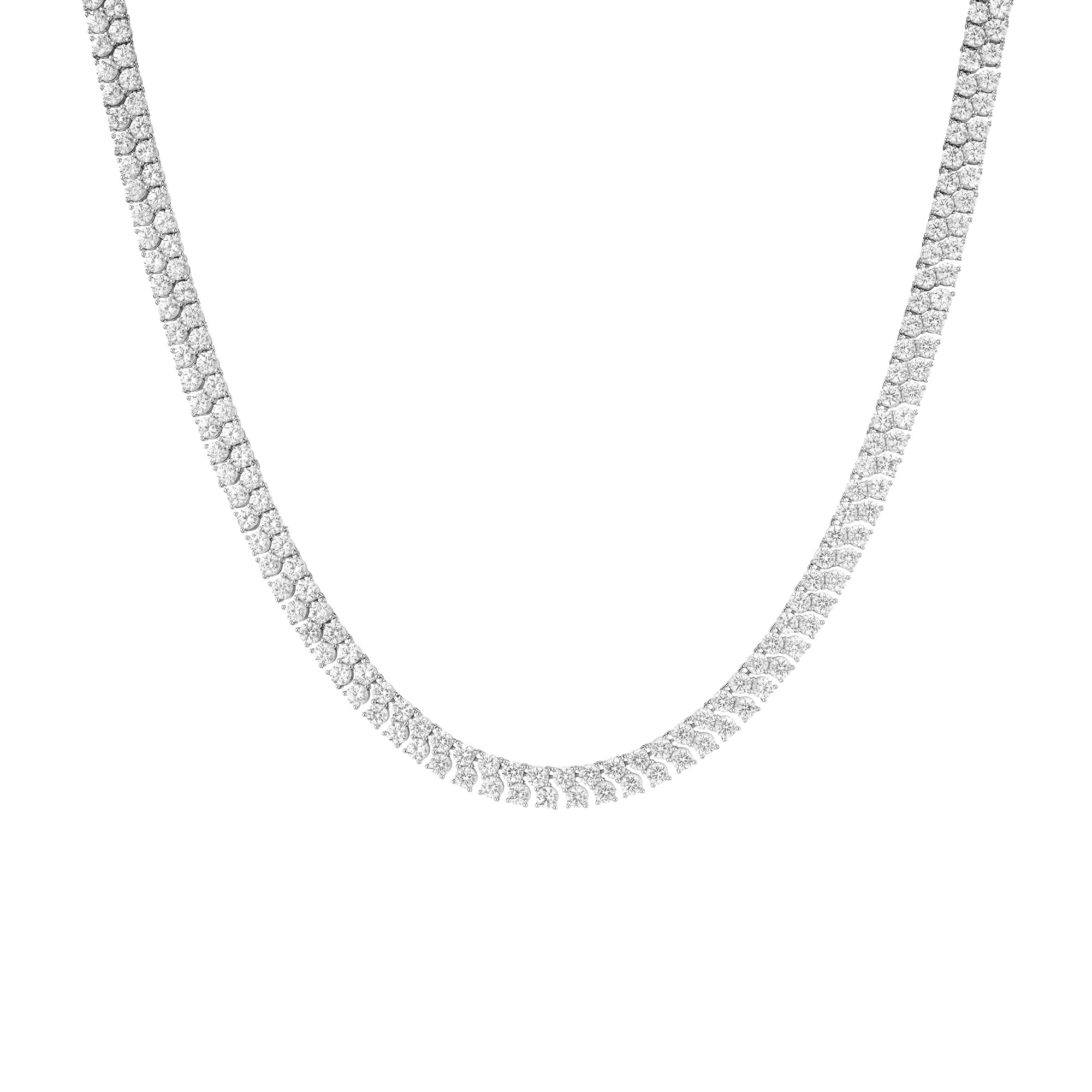 Lab Grown White Sapphire Double Row Tennis Necklace