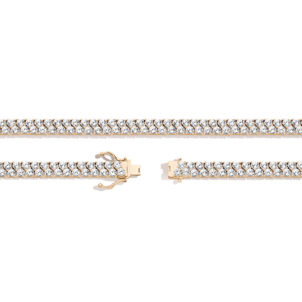 Lab Grown White Sapphire Double Row Tennis Necklace