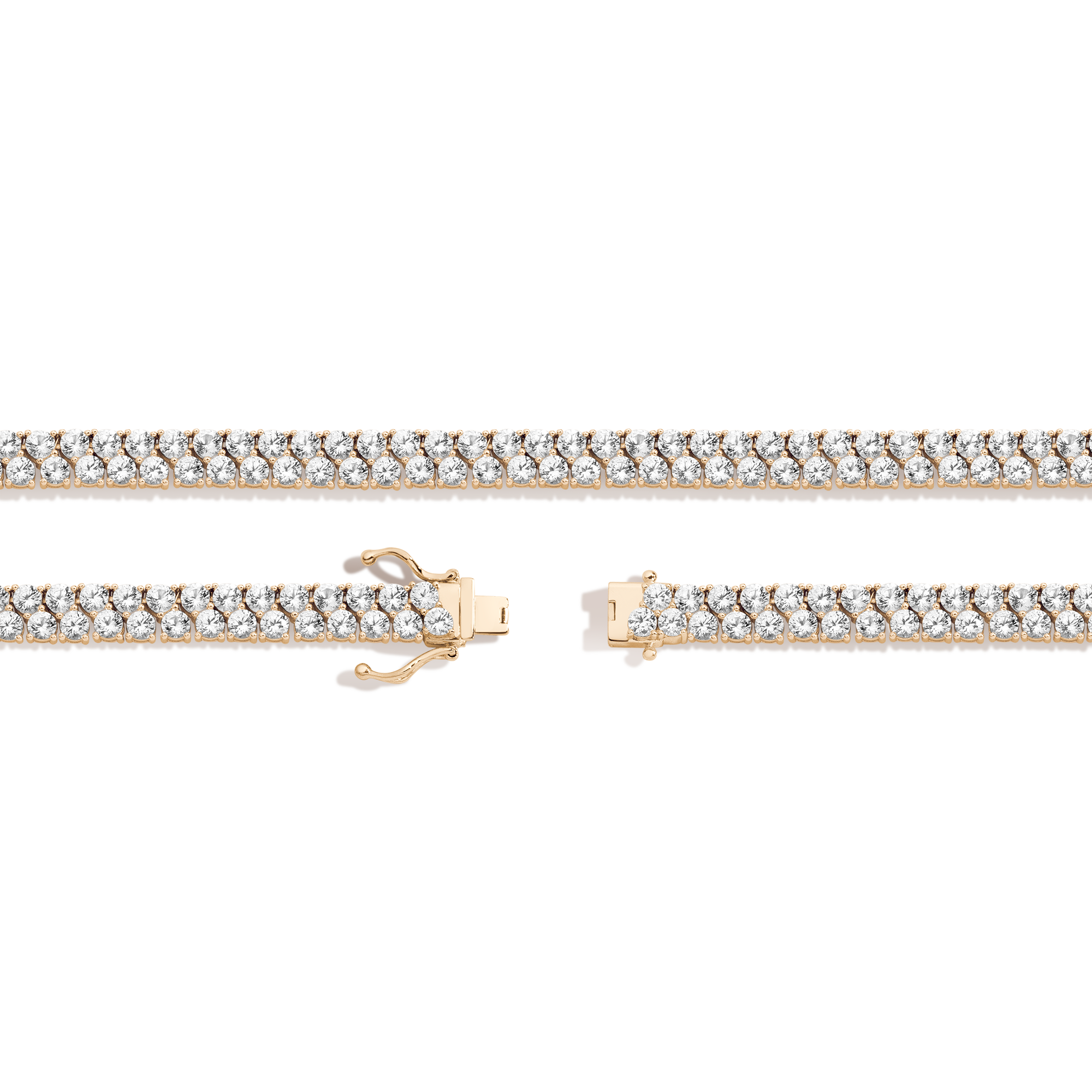 Lab Grown White Sapphire Double Row Tennis Necklace