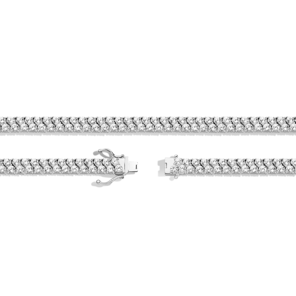 Lab Grown White Sapphire Double Row Tennis Necklace