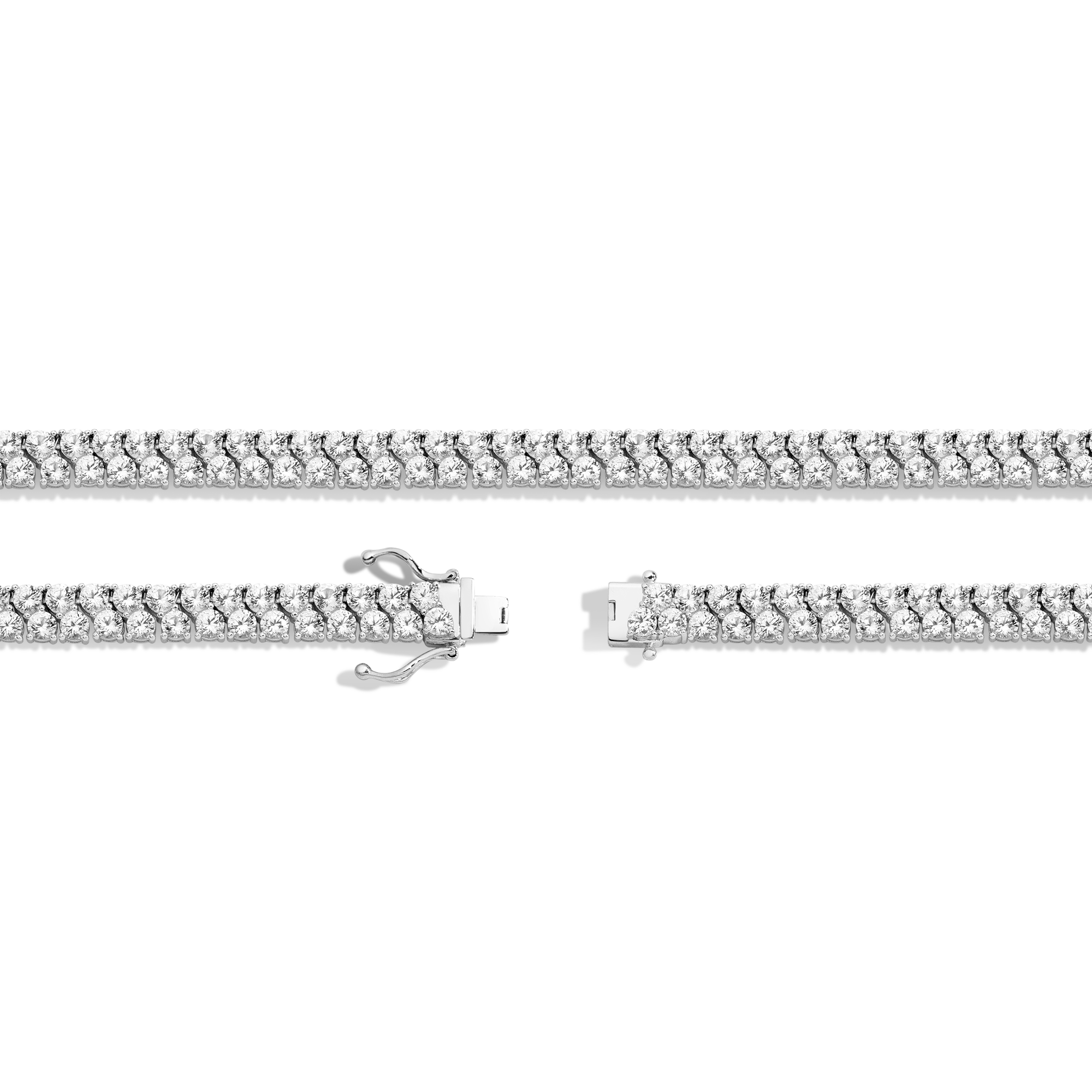 Lab Grown White Sapphire Double Row Tennis Necklace