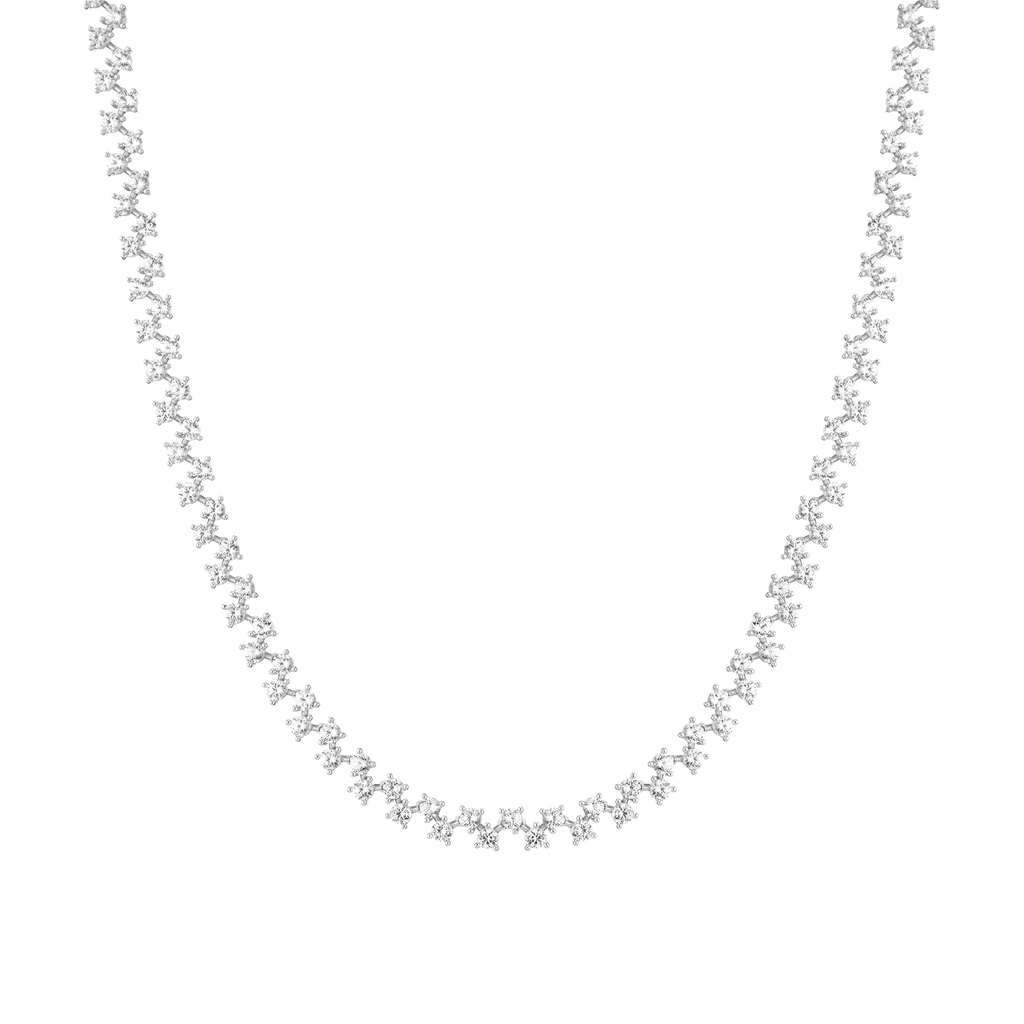Floating Lab Grown White Sapphire Tennis Necklace