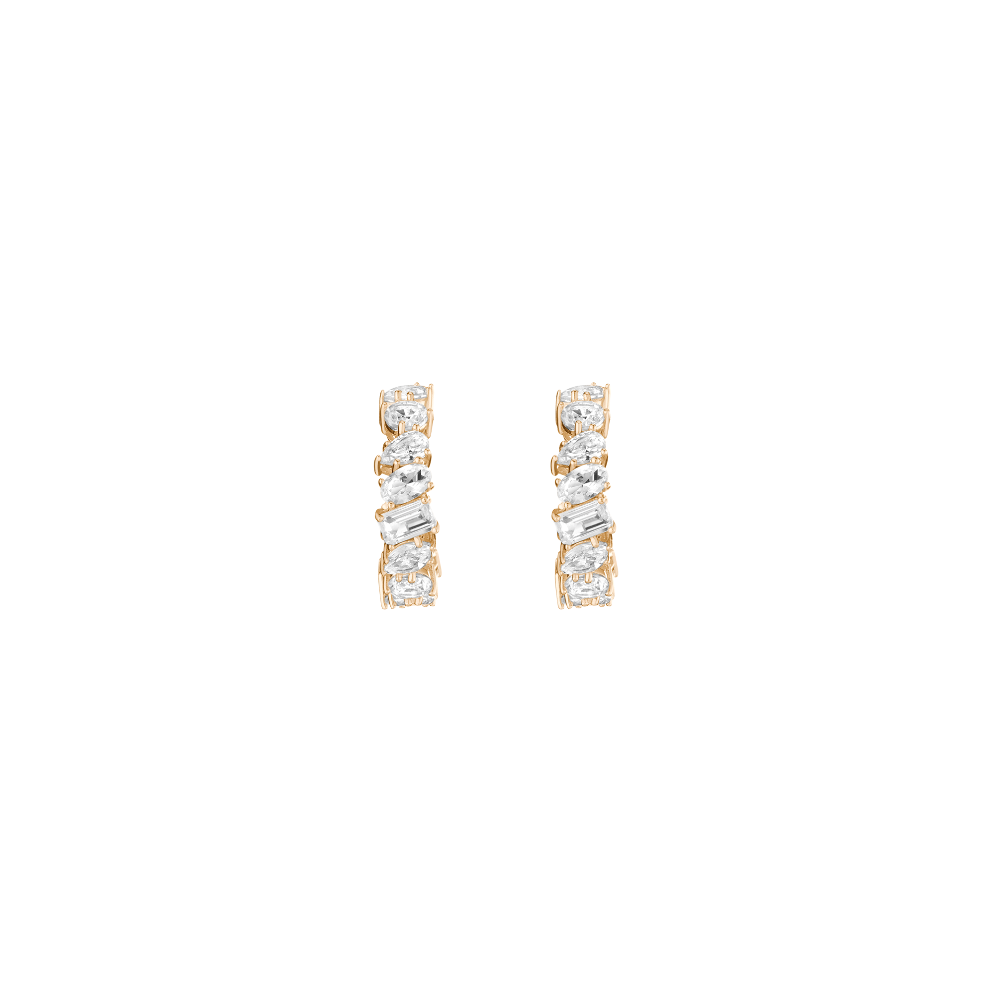Lab Grown White Sapphire Mixed Shape Hoop Earrings