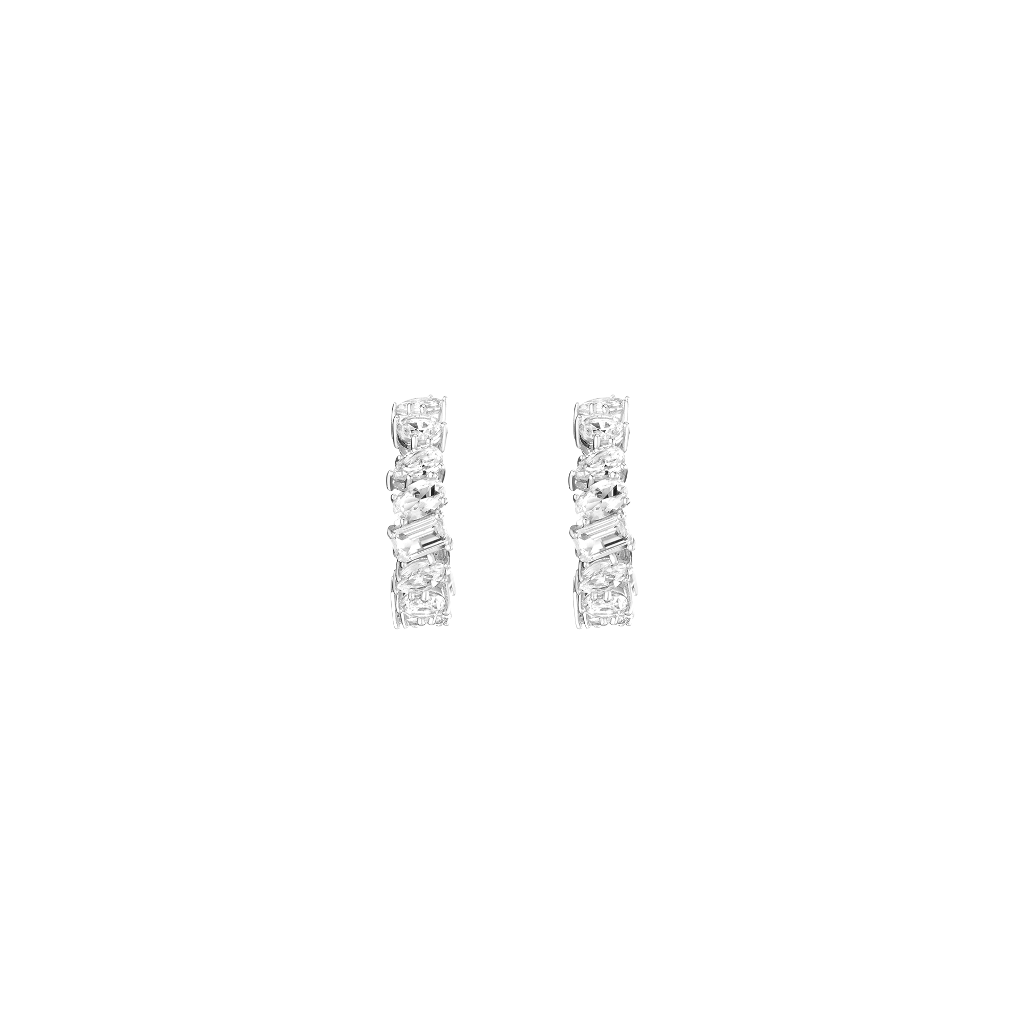 Lab Grown White Sapphire Mixed Shape Hoop Earrings