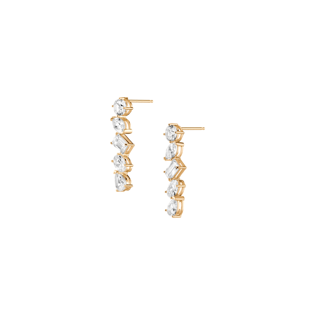 Lab Grown White Sapphire Mixed Shape Tennis Earrings