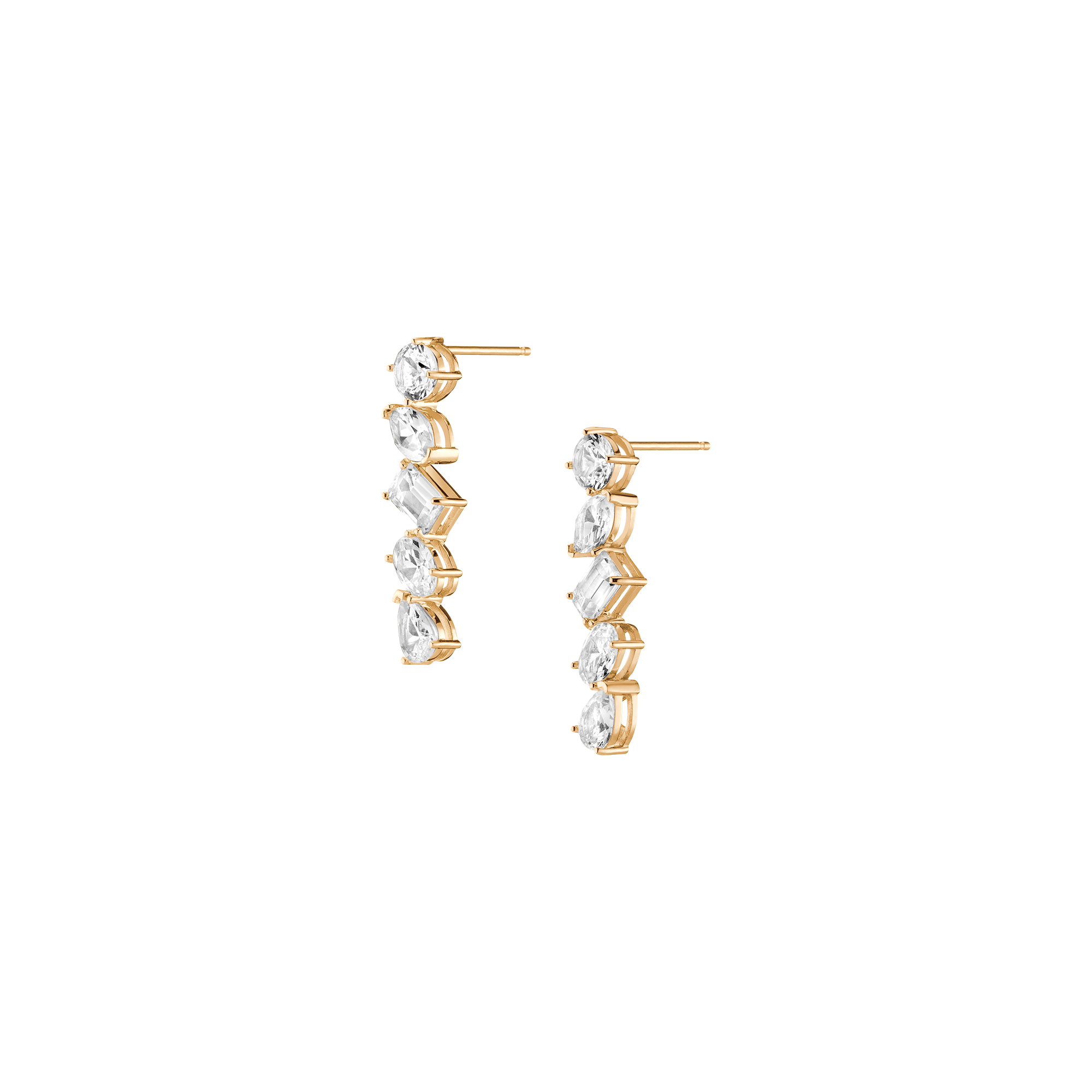 Lab Grown White Sapphire Mixed Shape Tennis Earrings