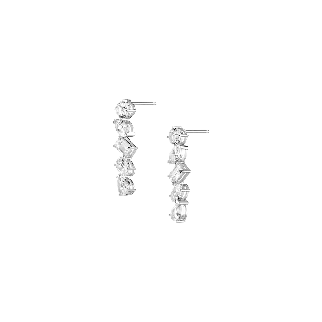 Lab Grown White Sapphire Mixed Shape Tennis Earrings