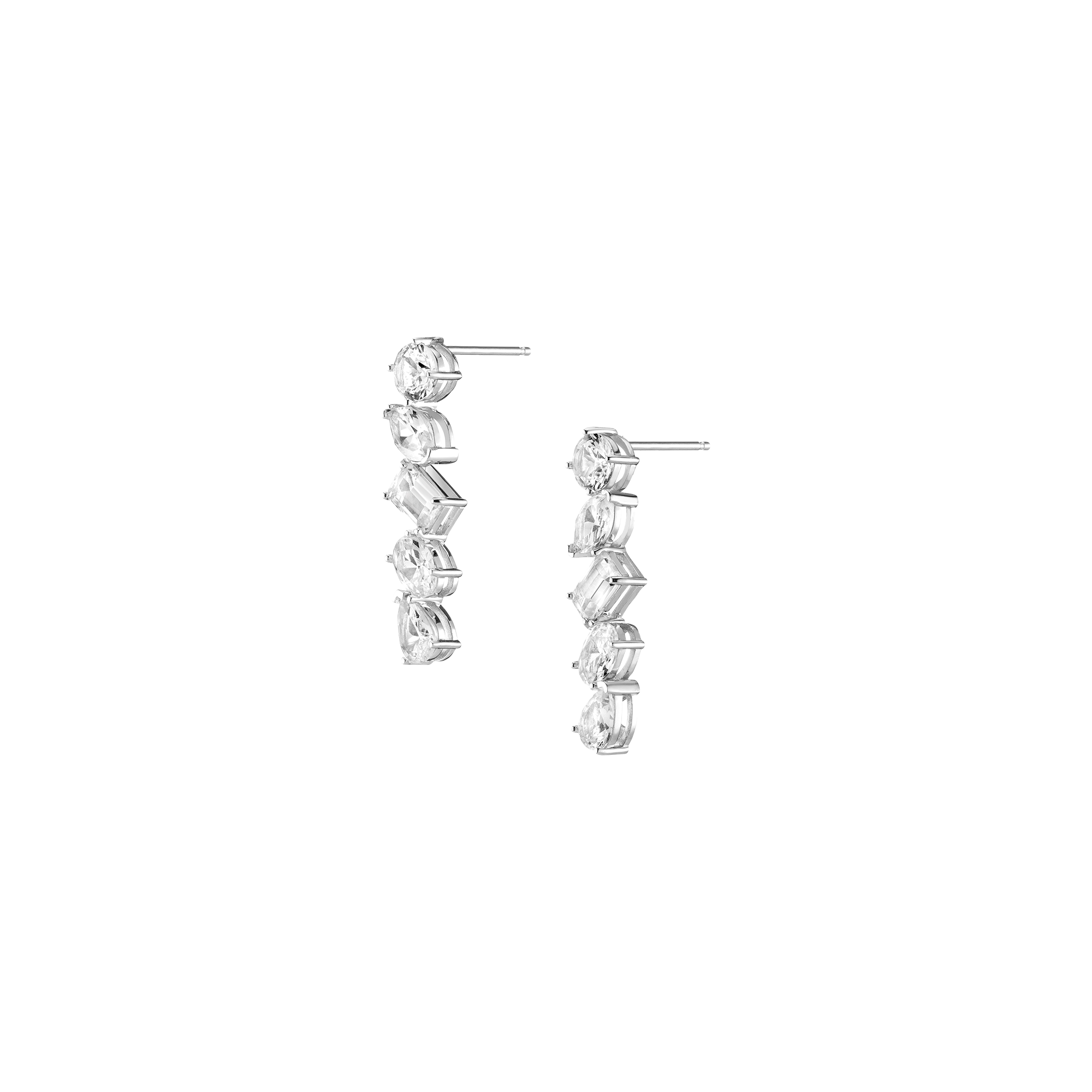 Lab Grown White Sapphire Mixed Shape Tennis Earrings