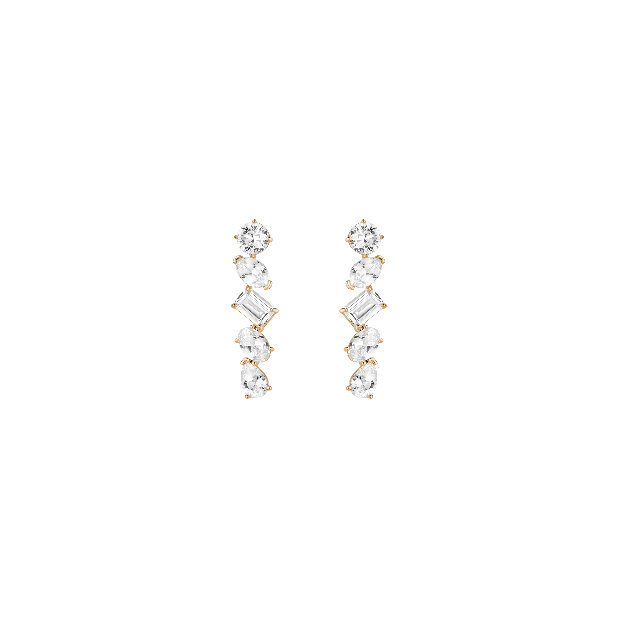 Lab Grown White Sapphire Mixed Shape Tennis Earrings