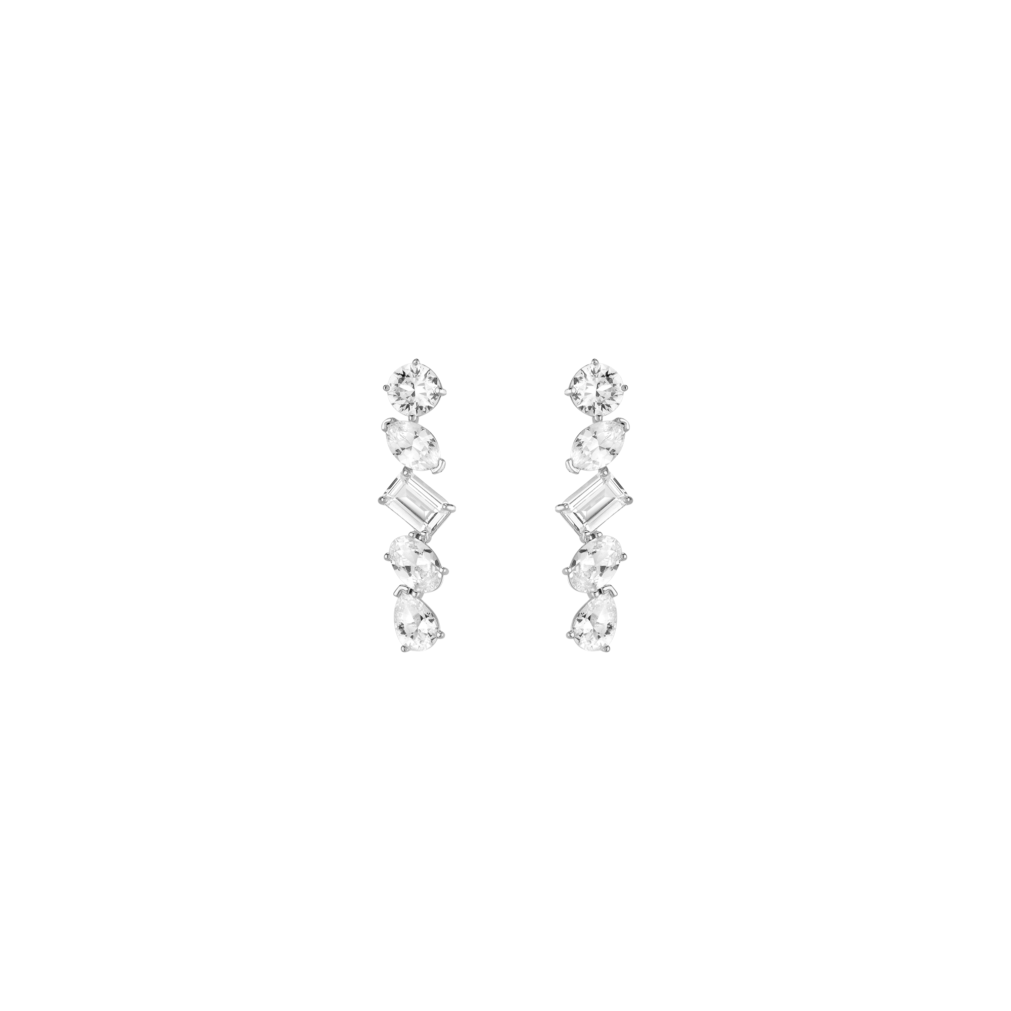 Lab Grown White Sapphire Mixed Shape Tennis Earrings
