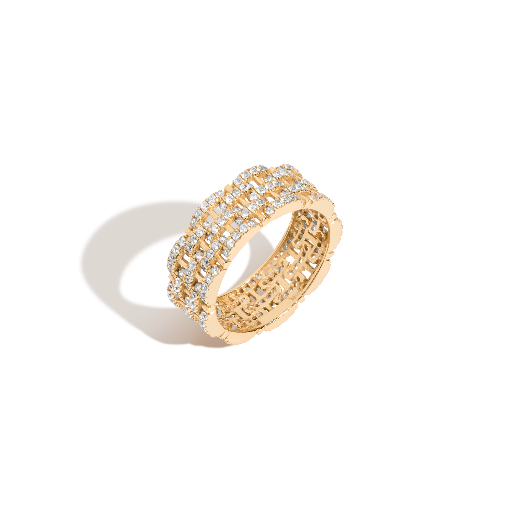 Mini Lab Grown White Sapphire Panther Chain Link Ring