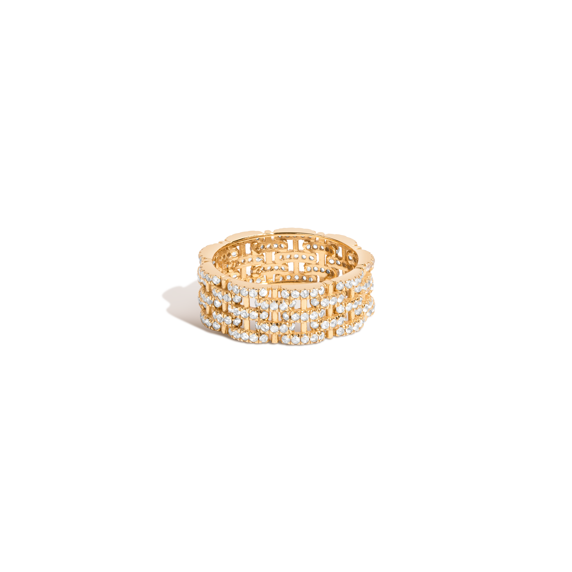 Mini Lab Grown White Sapphire Panther Chain Link Ring