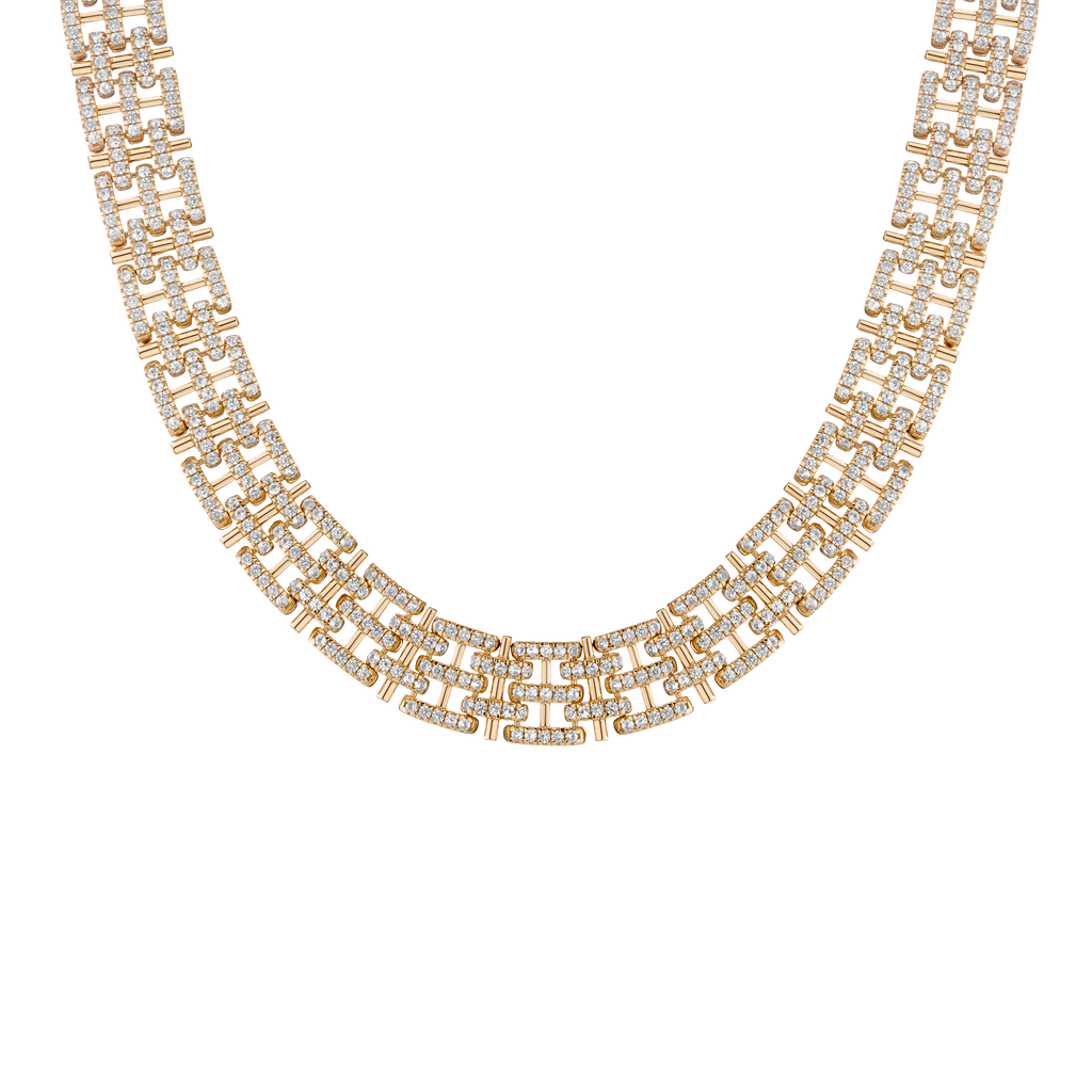 Lab Grown White Sapphire Panther Chain Link Necklace