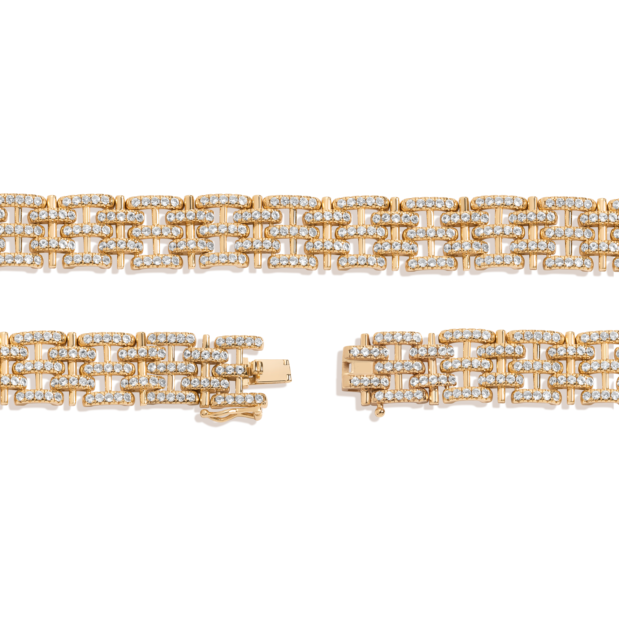 Lab Grown White Sapphire Panther Chain Link Necklace
