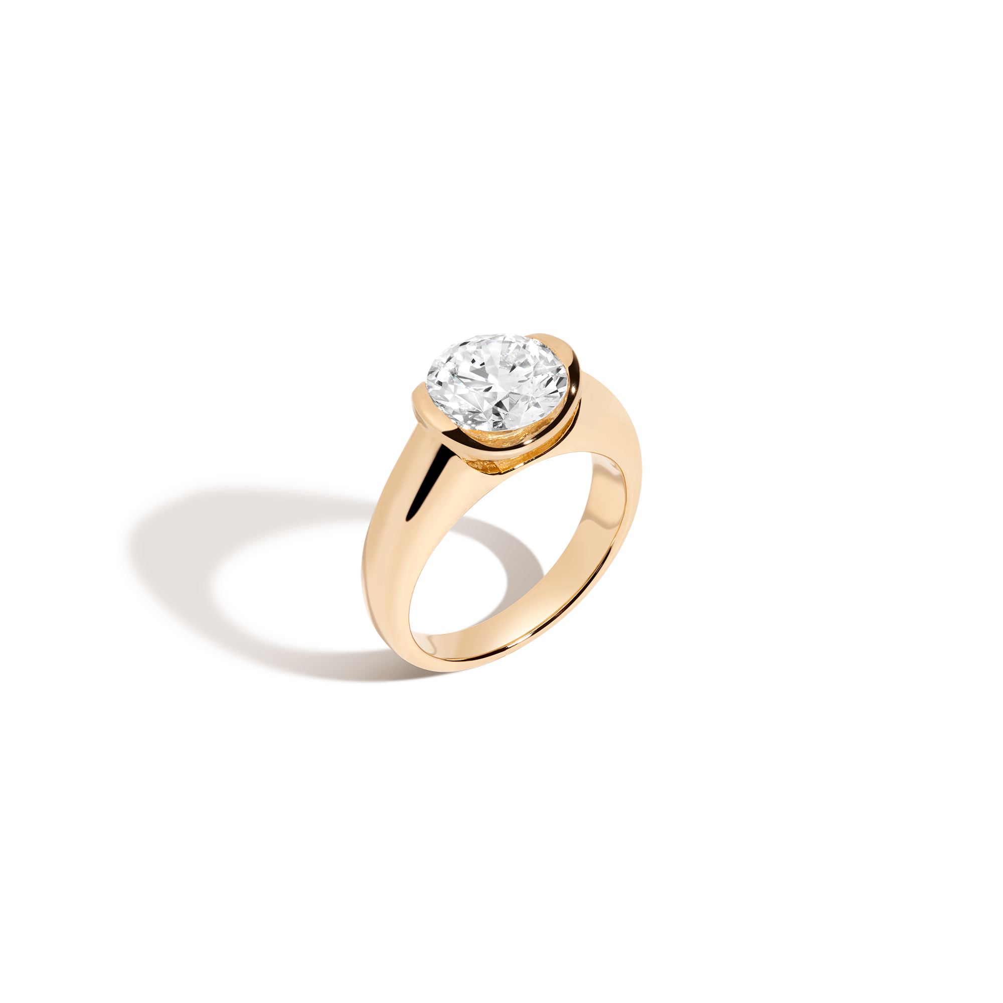 3ct Round Lab Grown Diamond Floating Signet Ring