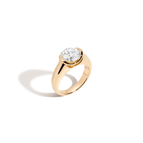3ct Round Lab Grown Diamond Floating Signet Ring