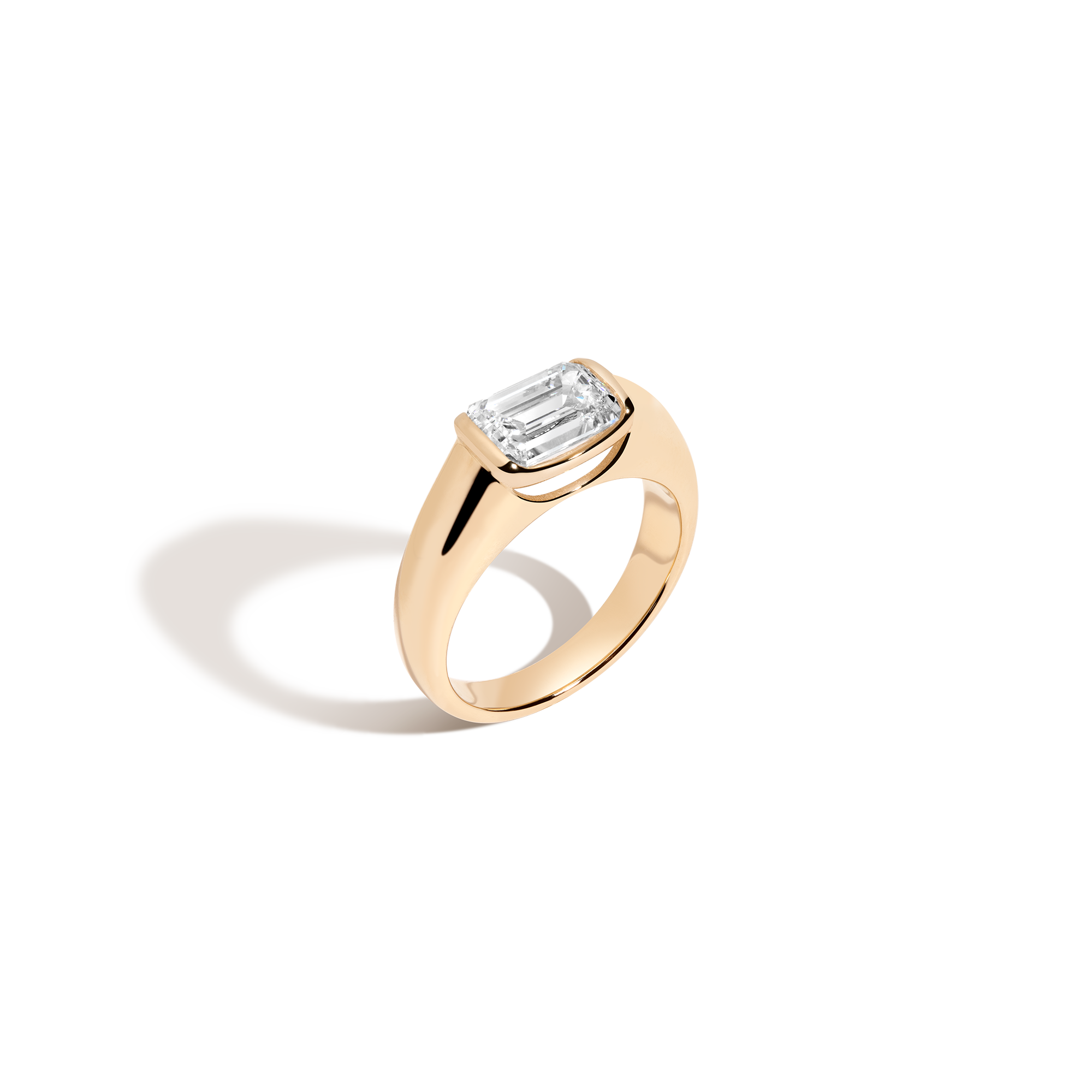 2ct Emerald Lab Grown Diamond Floating Signet Ring
