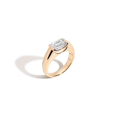 2ct Emerald Lab Grown Diamond Floating Signet Ring