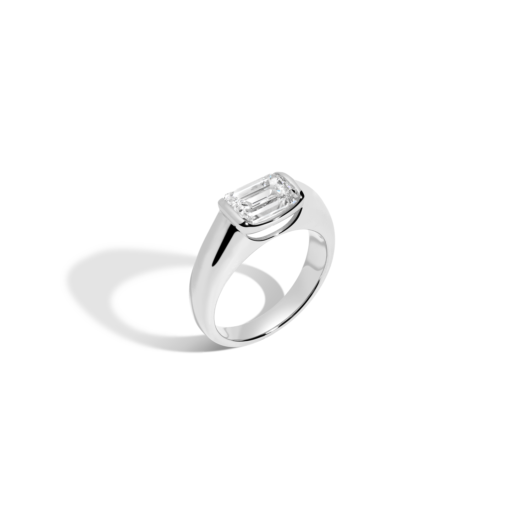 2ct Emerald Lab Grown Diamond Floating Signet Ring
