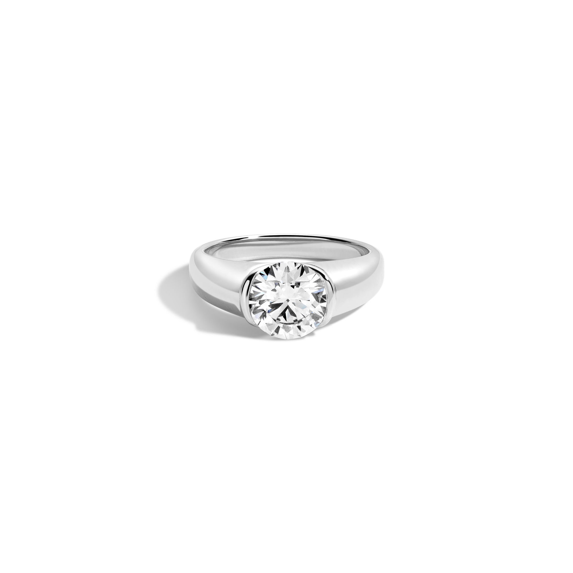 2ct Round Lab Grown Diamond Floating Signet Ring