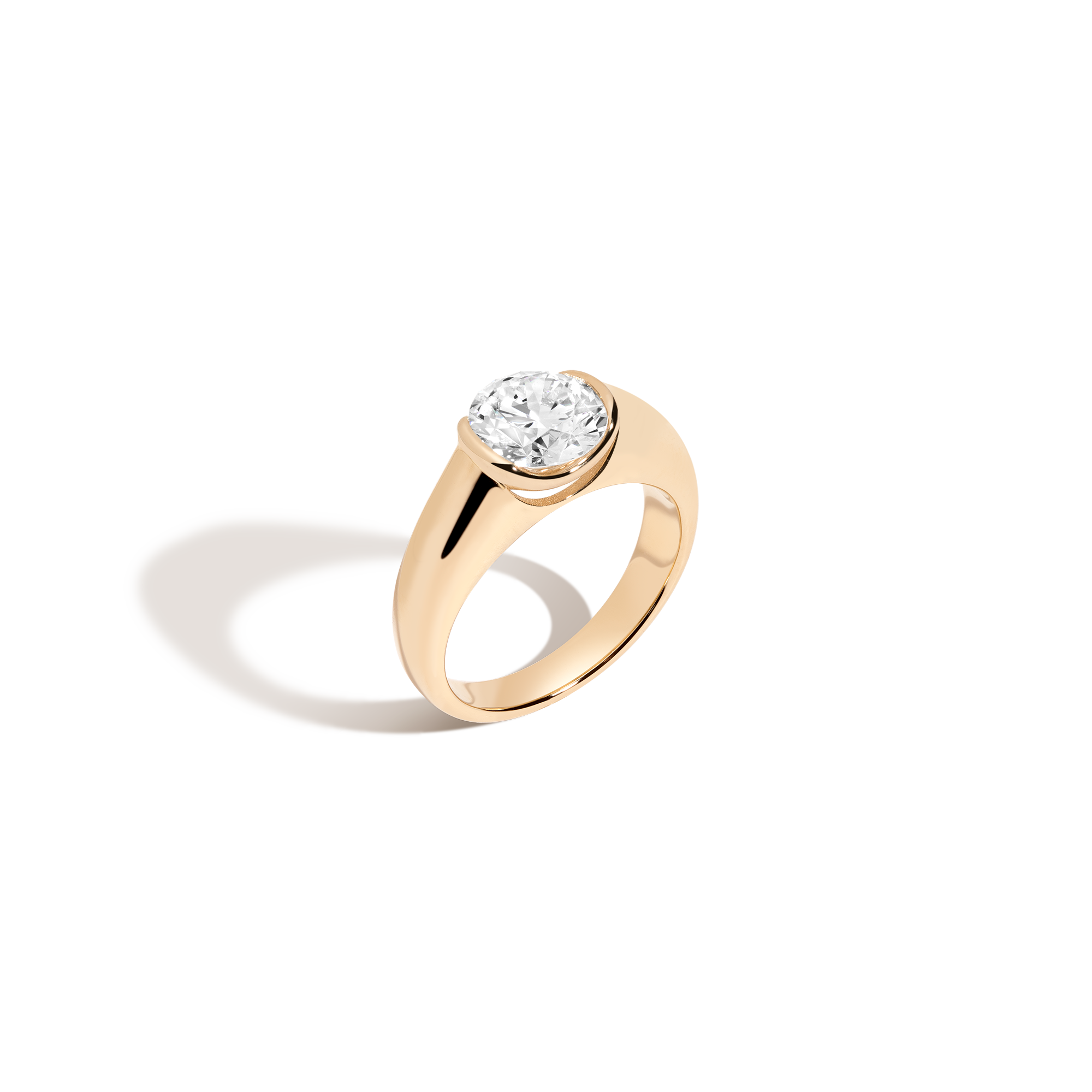 2ct Round Lab Grown Diamond Floating Signet Ring