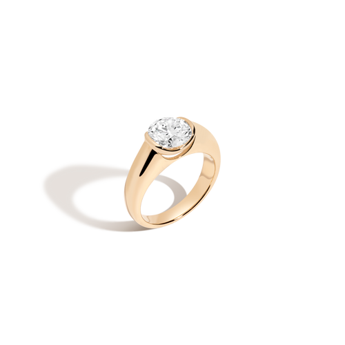 2ct Round Lab Grown Diamond Floating Signet Ring
