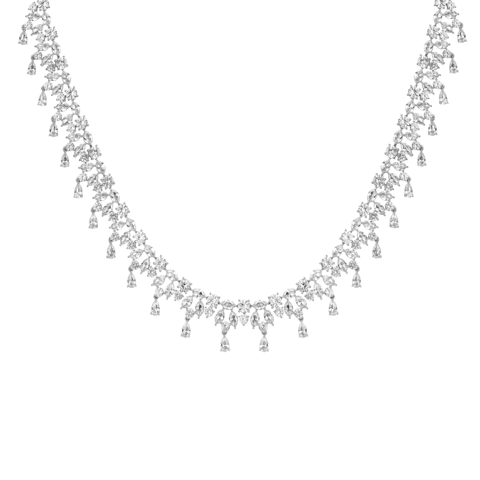 Lab Grown White Sapphire Teardrop Tennis Necklace