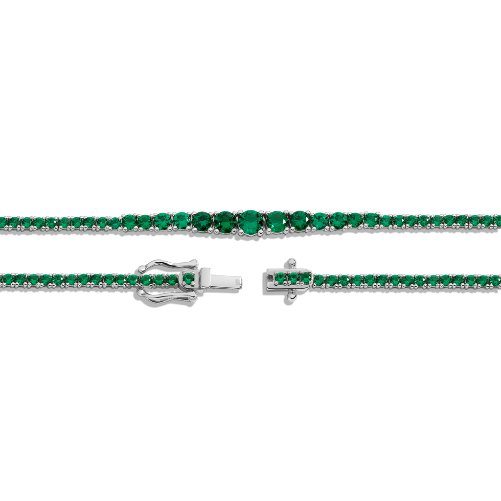 Lab Grown Green Emerald Modern Graduated Tennis Necklace