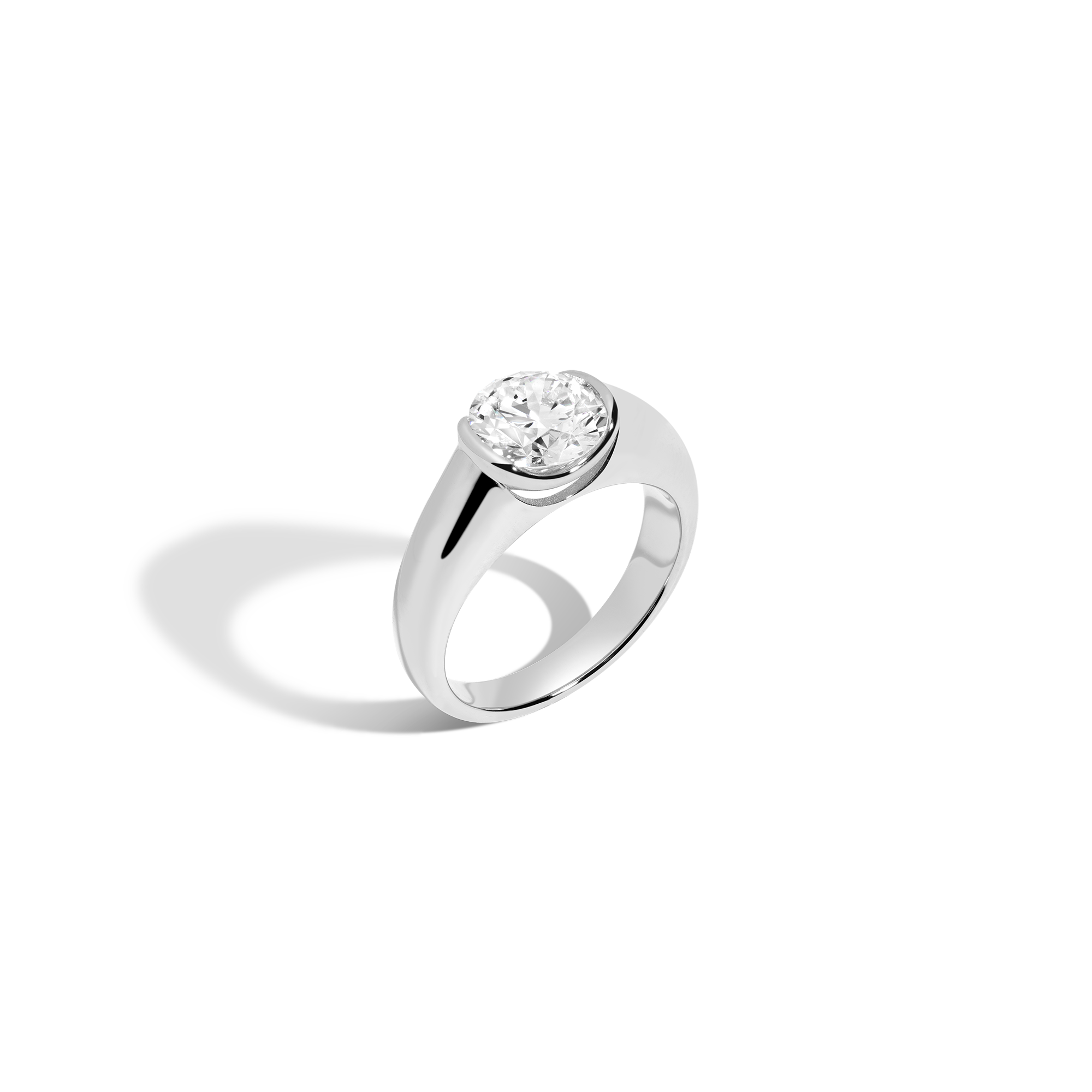 2ct Round Lab Grown Diamond Floating Signet Ring