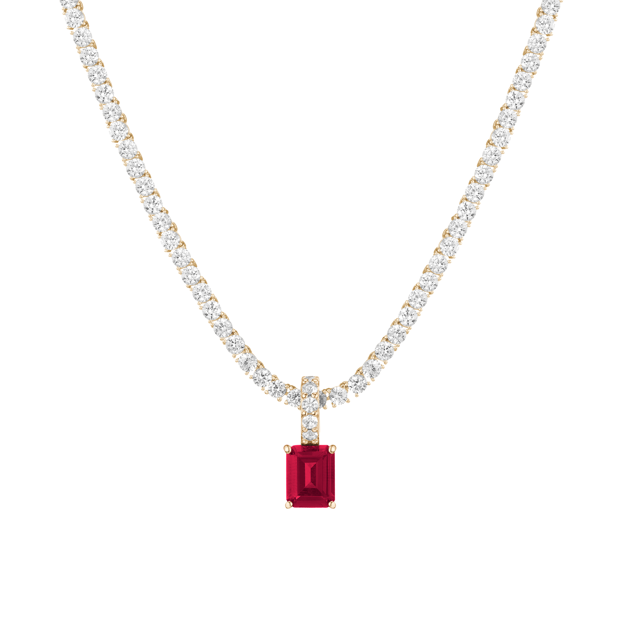 Emerald Cut Tennis Charm Pendant