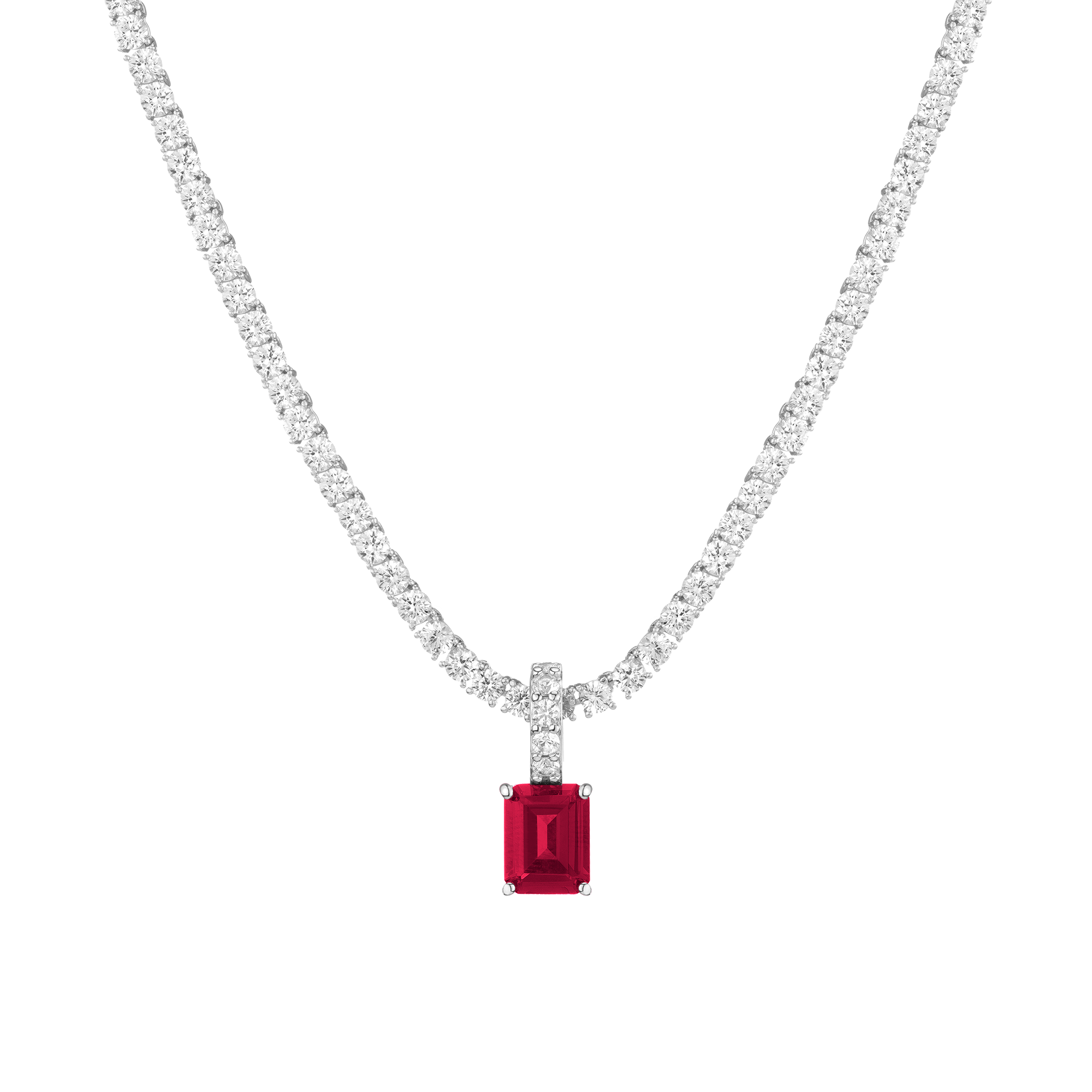 Emerald Cut Tennis Charm Pendant