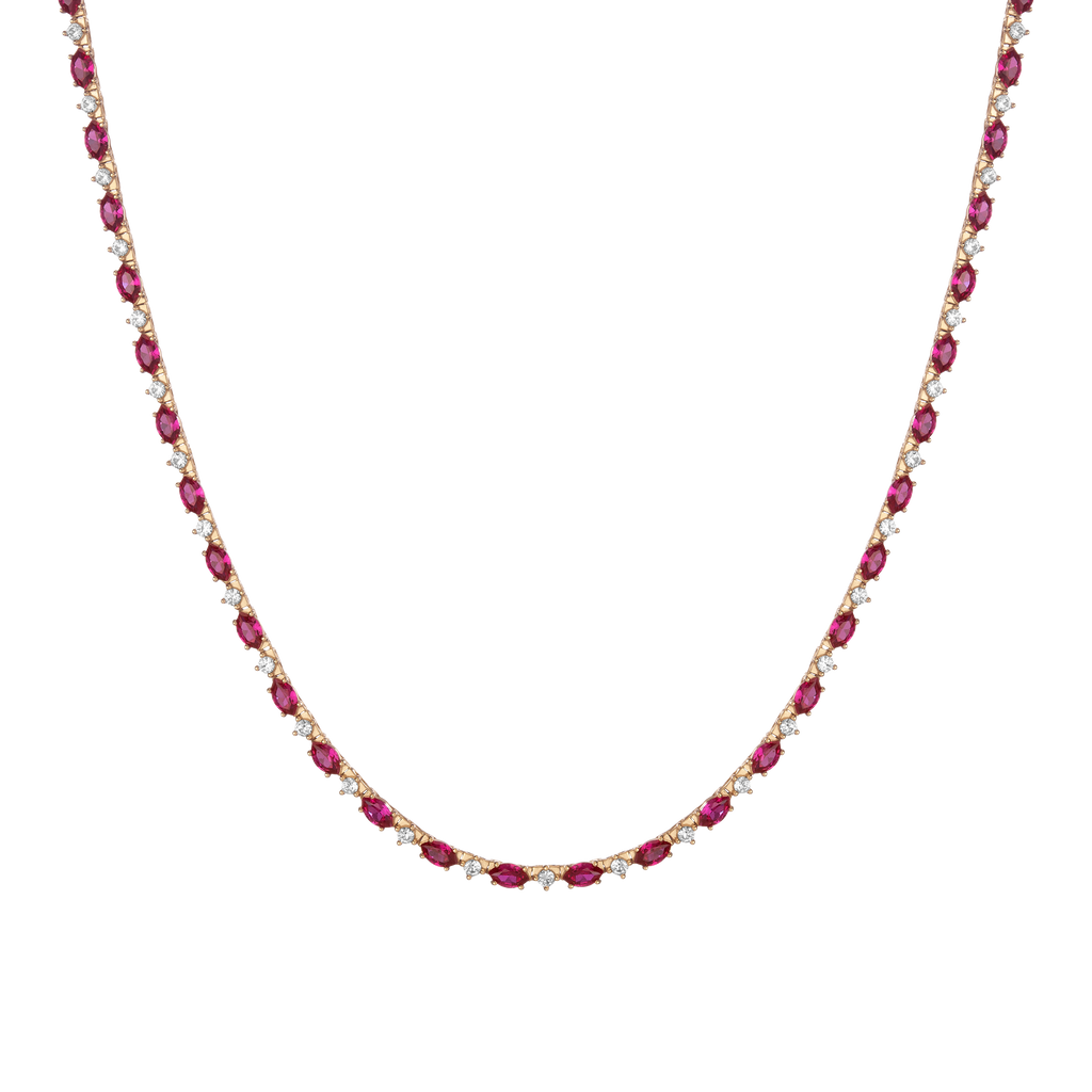 Aurate x Marilyn Monroe: Lab Grown Red Marquise Tennis Necklace