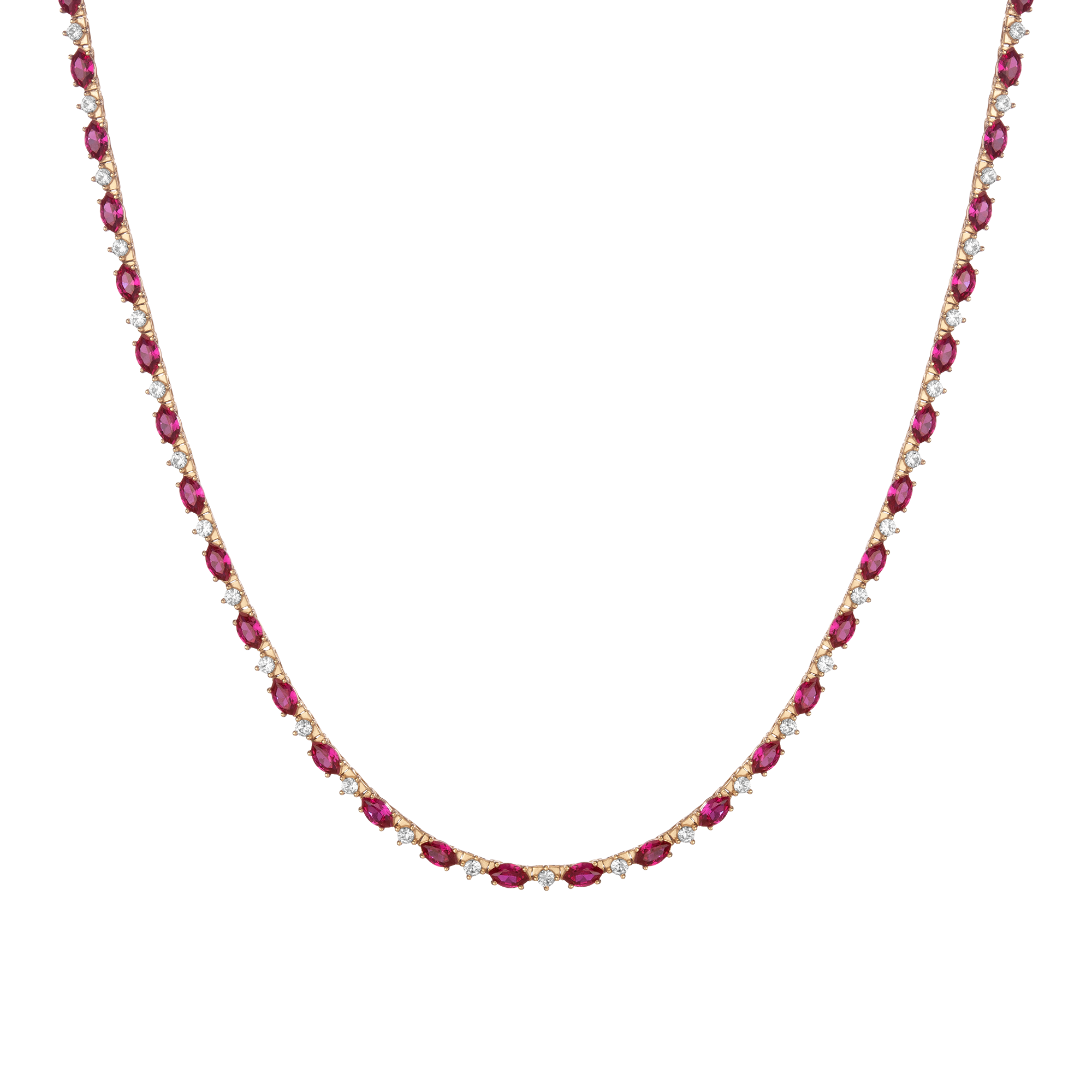 Aurate x Marilyn Monroe: Lab Grown Red Marquise Tennis Necklace