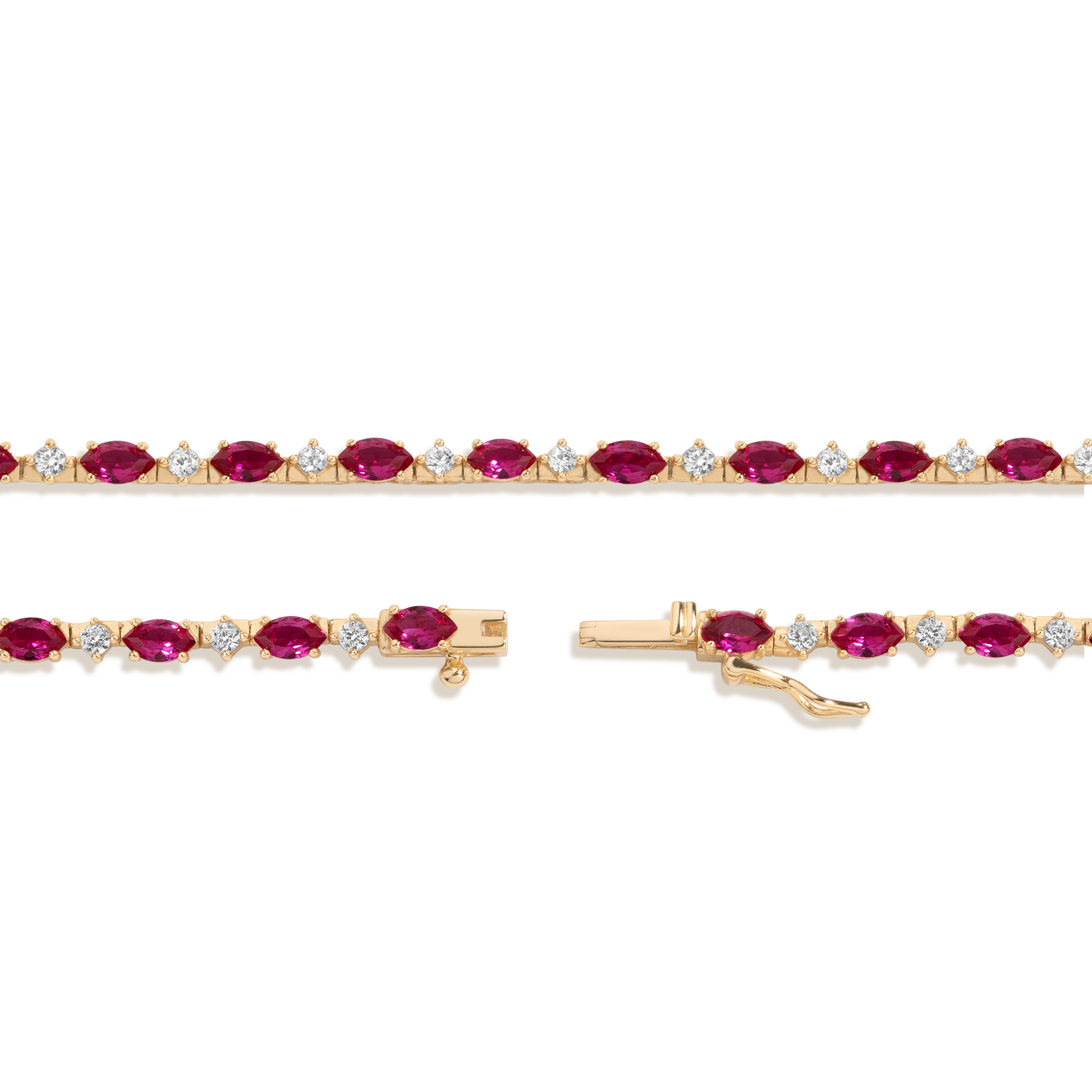 Aurate x Marilyn Monroe: Lab Grown Red Marquise Tennis Necklace