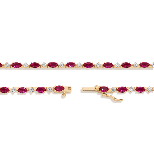 Aurate x Marilyn Monroe: Lab Grown Red Marquise Tennis Necklace